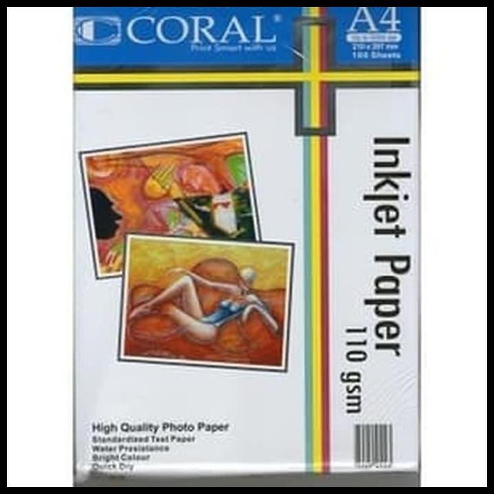 

Terlaris Kertas Foto A4 Inkjet Matte Photo Paper A4 110 Gsm Coral Tidak Kilap Good Quality