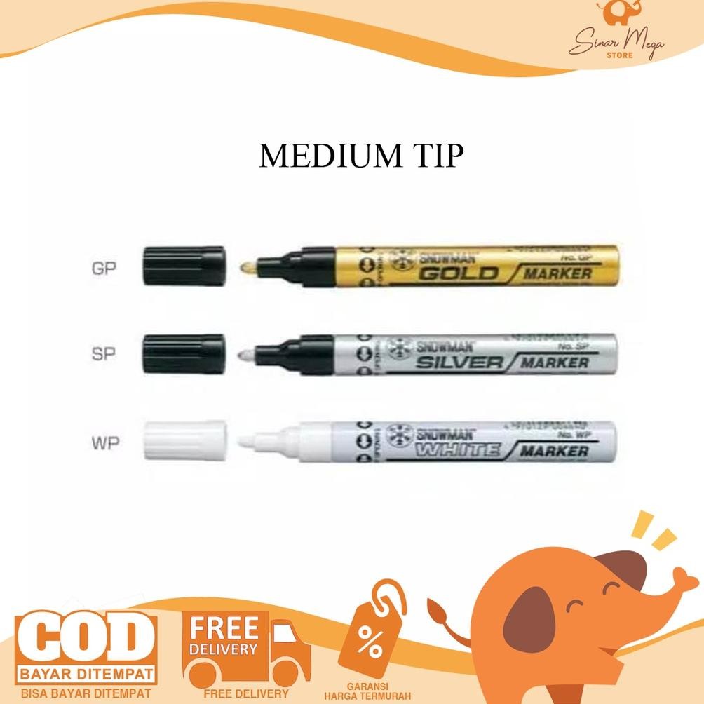 

Ybw-2429 Nl-8 Dgf-4 Snowman Paint Marker Gold, Silver & White Medium (Besar) Spidol Permanent Permanen Original Terlaris Ybw-2429