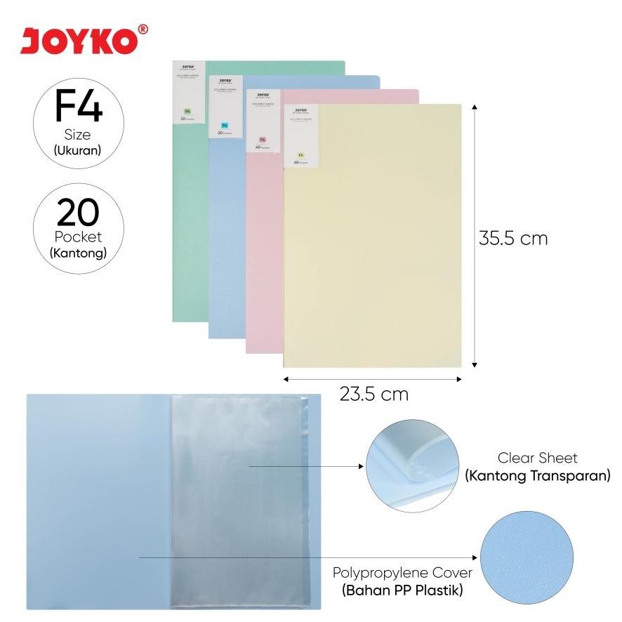 

Dfg-88 Vex-2126 Jk-54 Joyko Document Keeper F4 20 Pocket / Map File Dokumen Clear Holder Warna Pastel Murah Berkualitas Berkualitas Hemat Dfg-88