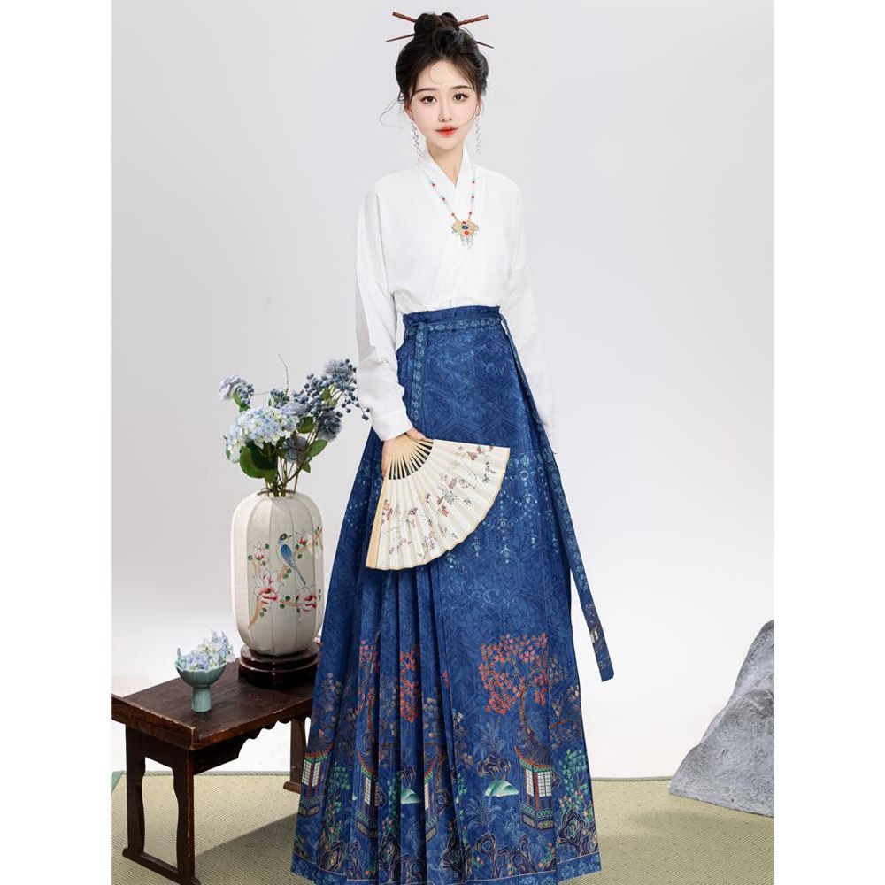 Rok Mamian Slimming Baru Berkualitas Tinggi dari Jade Emas Penuh  Rok Hanfu Mamian untuk Perjalanan