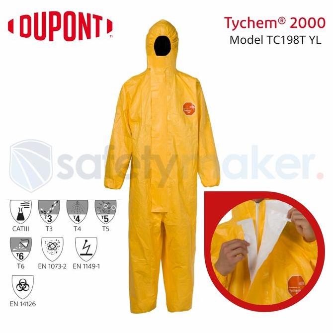 NEW HAZMAT DUPONT TYCHEM C 2000 / TYCHEM 2000 TC198T YL COVERALL