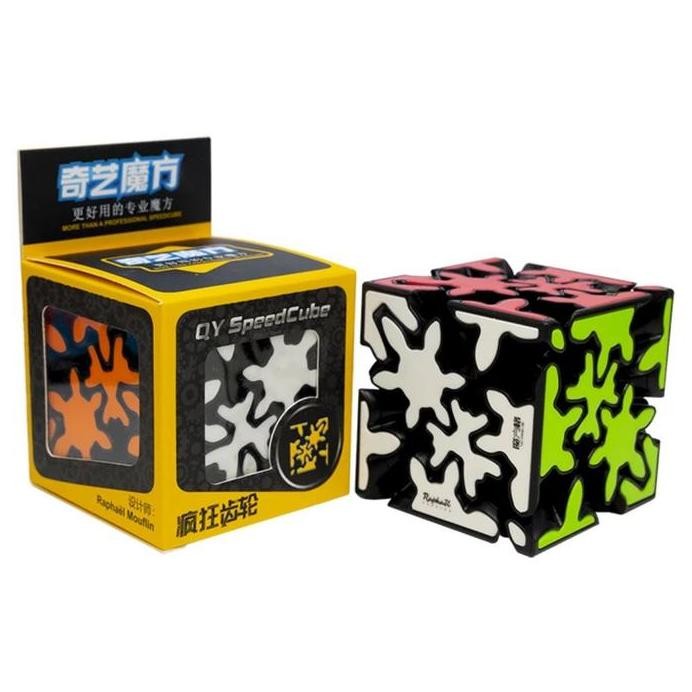 ready Magic Cube QiYi Gear Axis Cube / Crazy Gear Cube 3x3 Puzzle Kubus Black Base by Raphael murah