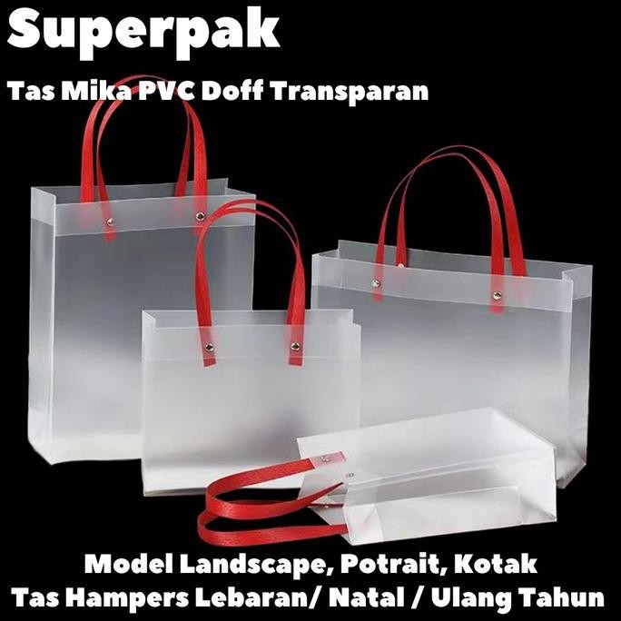 

ready (Grosir 10buah) Tas Mika Doff Transparan Hampers Goodie Bag Premium
