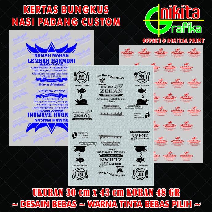 

ready Cetak Kertas Bungkus Nasi Padang 1 Warna 30 cm X 43 cm