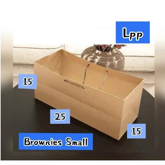 

ready PaperBag/KantongKertasBrowniesSmall uk25x15x15cm [150 gsm]