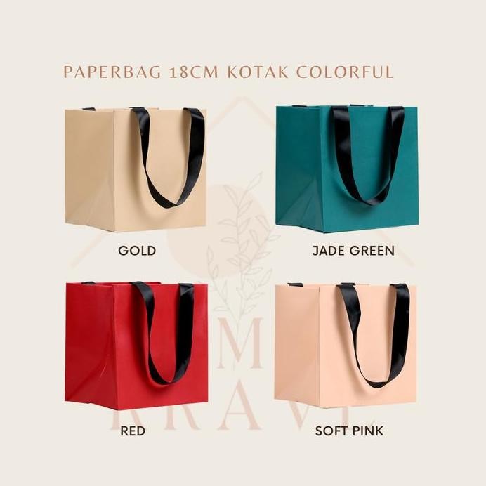 

ready RUMAH KRAVE - Paperbag 18cm Kotak Tas Kantong Kue Kado