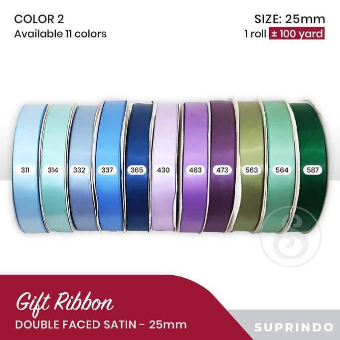 

ready PER ROLL BESAR/100 YARD Pita Satin Import/ Double Faced Satin 25mm