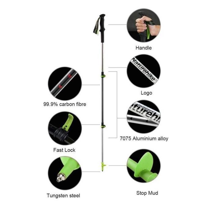TREKKING POLE NATUREHIKE ULTRALIGHT CARBON ST06 NH17D006-D