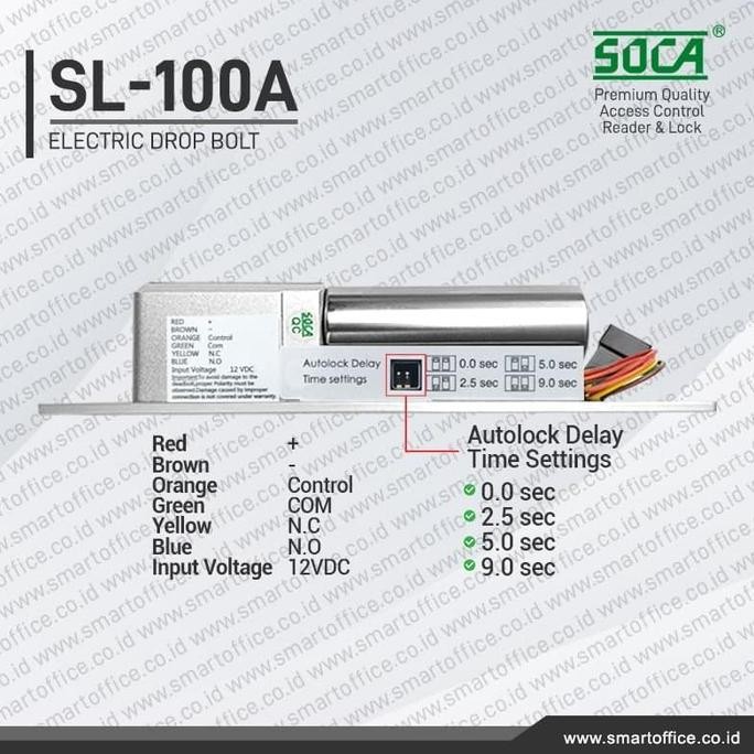 READY SOCA SL100A Electric Drop Bolt Lock Access Control Door Kaca