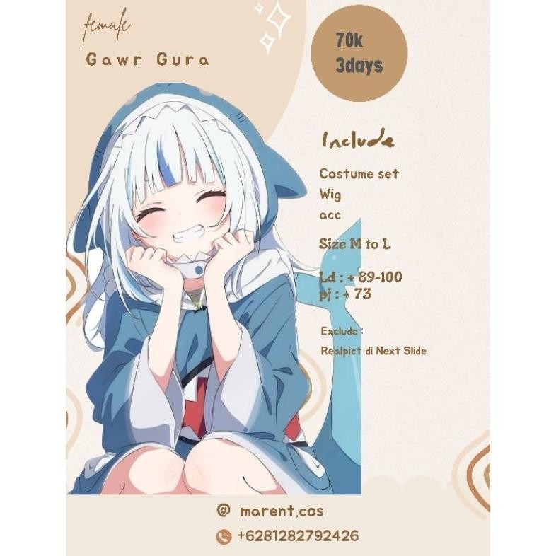 ''Terlaris" Rental Costume Cosplay Gawr Gura Murah