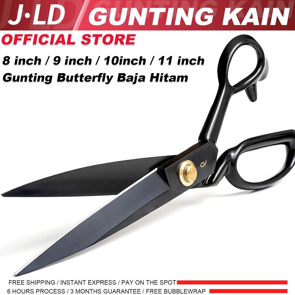 

TERMURAH JLD Gunting Bahan Kain Butterfly Baja Hitam 8-11'' Gunting Potong Bahan Kain super tajam Siap kirim