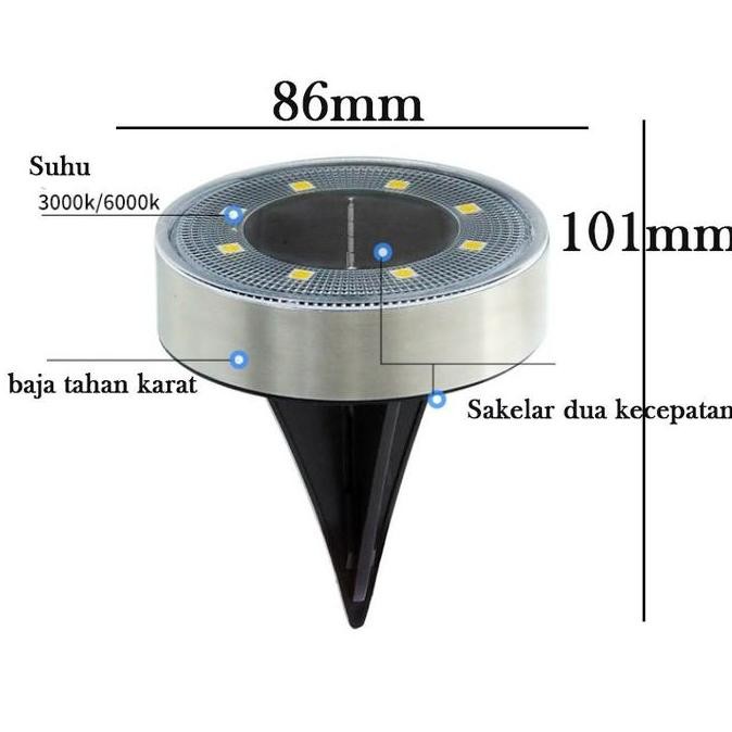 

Vixplorn Lampu Tanam Taman Solar Tenaga Surya Outdoor 8 LED Anti Air Water Proof/Sensor Gerak Dekorasi Taman Lampu Penerangan Malam