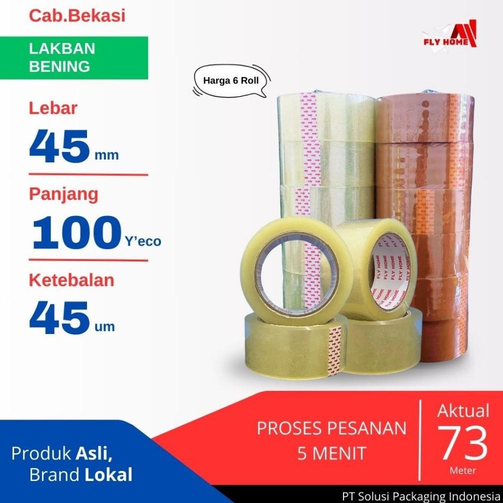 

READY STOK Flyhome 6Roll Lakban Bening 45x100Y 2Inchi Solasi Uk Besar Eco 100 Yard Siap kirim