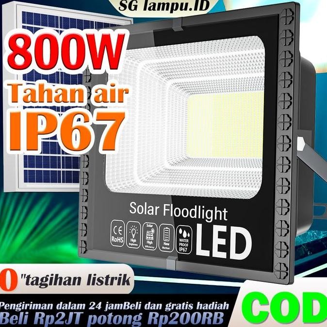 

Garansi 10 tahunlampu sorot tenaga surya solar tahan air IP67 outdoor 800W LED matahari panel surya tembak taman cahaya putih Kontrol Cahaya Cerdas tempered glass lampu meja luar ruangan