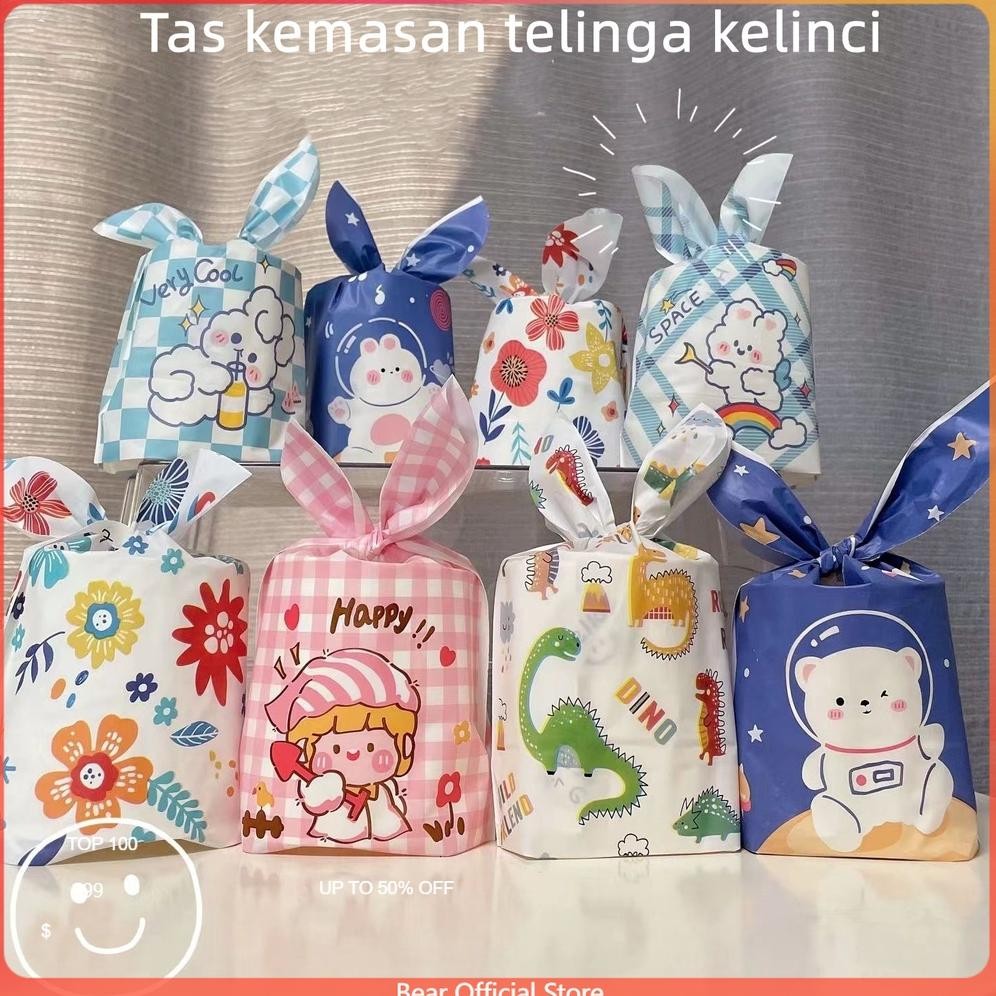 

Ready 50Buah Tas Kemasan Snack Kelinci Plastik/Tas Kado Biskuit Ukuran Kecil