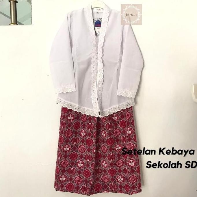 SETELAN KEBAYA ANAK PUTIH MERAH HIJAU SERAGAM SEKOLAH TK SD PAKAIAN FASHION BAJU ADAT PEREMPUAN SUND