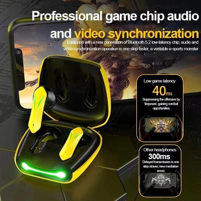 Headset Handsfree Bluetooth Tws R05 5.2 Wireless Gaming Earphone R-05 Game New Stok