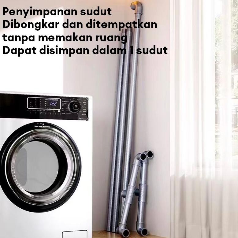 HJK Jemuran Baju Stainless Kuat Besar Jemuran Baju Besi Gantungan Baju Berdiri Besar 220*80*160cm