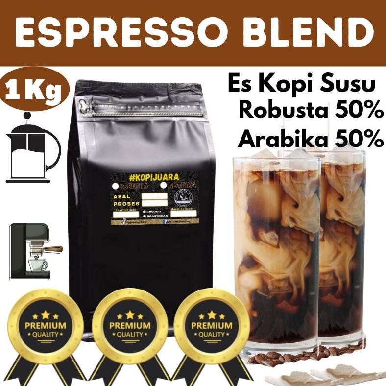 

NEW!!! Kopi Espresso Blend 1Kg Arabika50% Robusta50% Premium Espresso Bisa Pilih Biji atau Bubuk