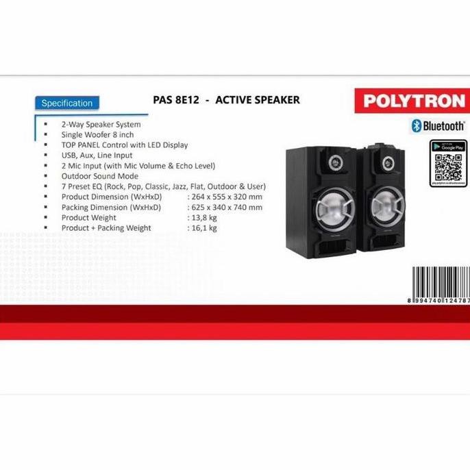 Speker Aktif Polytron Pas 8E12 Bluetooth New Stok