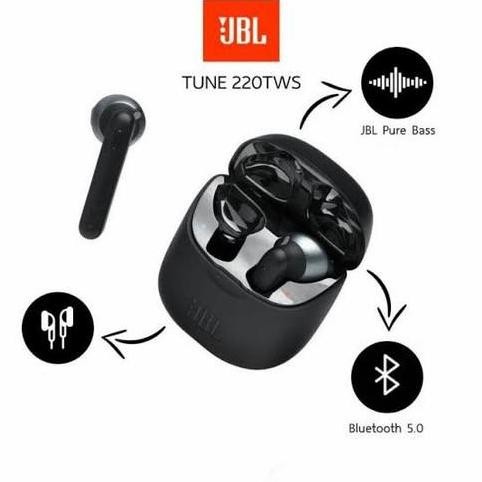Jual Jbl T220 Tws Earphone Stereo Bluetooth - Black New Stok