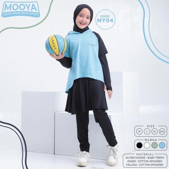 Tersedia Setelan Olahraga Muslimah Remaja & Anak Perempuan 3 in 1 untuk Usia Tanggung 6-14 Tahun - S