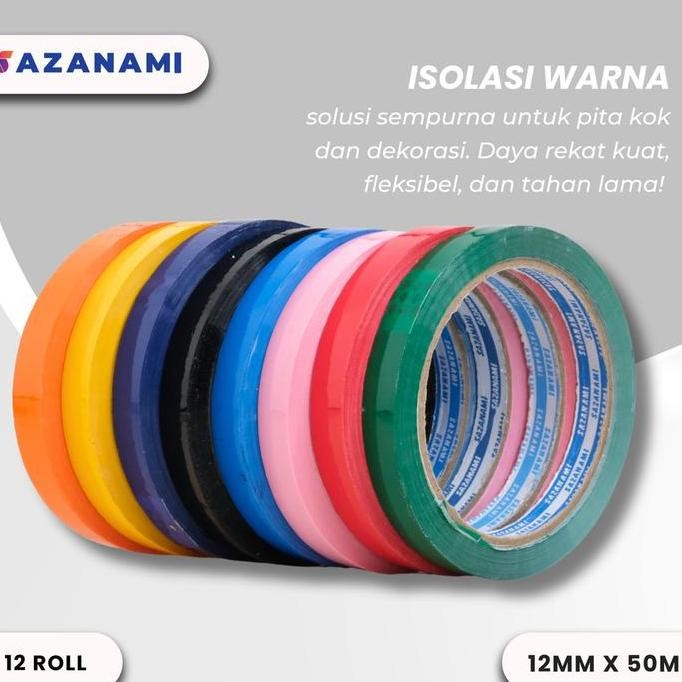 

Produk Terbaru 1 Pack Lakban Isolasi Warna 12Mm X 50M Sazanami Selotip Warna 1 Lusin