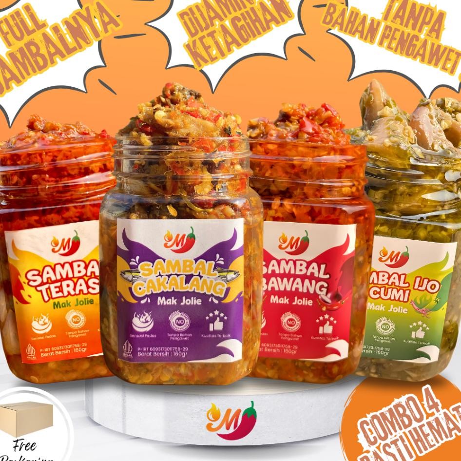 

Ter Isi 4 Sambal Mak Jolie 160 Gr Combo 4 Sambalbawang Sambalcumi Sambalterasi Sambalcakalang
