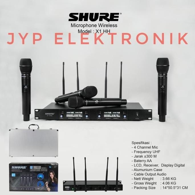 Mic Wireless Shure X1 / X 1 4Bh Microphone Handheld Free Koper
