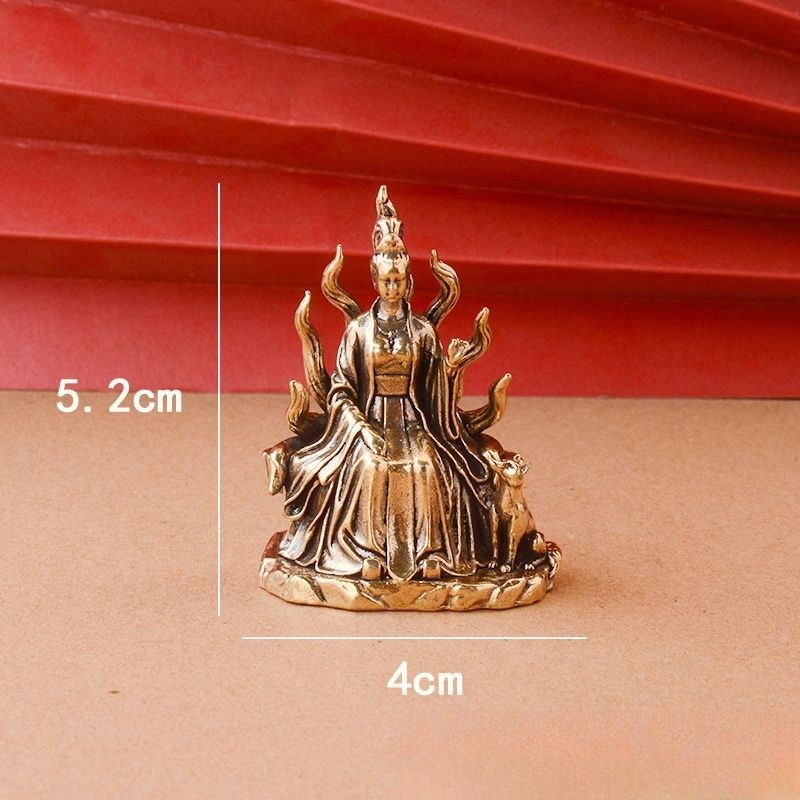 Brass Nine-Tailed Fox Goddess Figurine