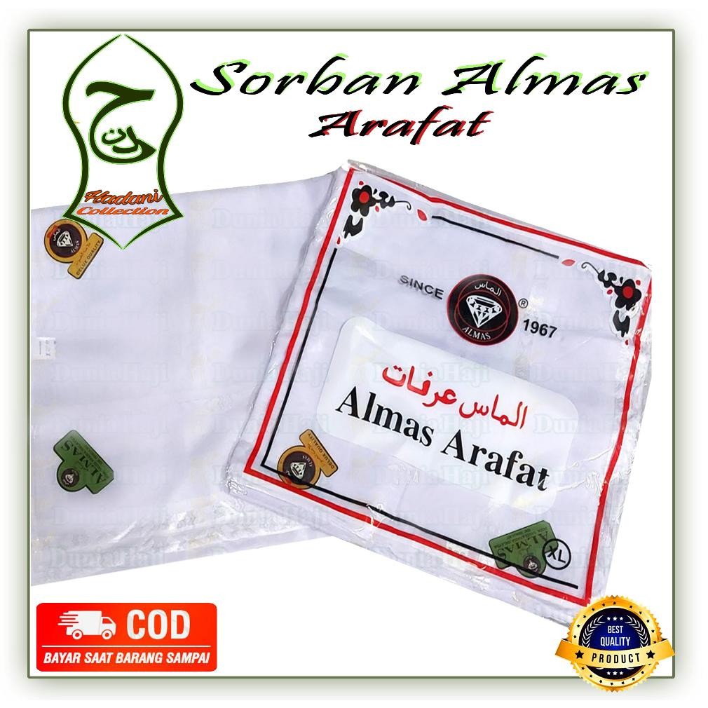 Sorban Almas Arafat Hitam Polos Persegi Surban Semagh Imamah Shawl / Sorban Haji / Sorban Imamah / S