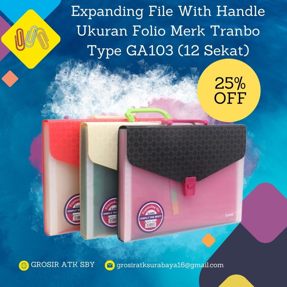 

Expanding File With Handle Ukuran A4 / Folio / F4 Type GA103 (12 Sheet / Sekat)