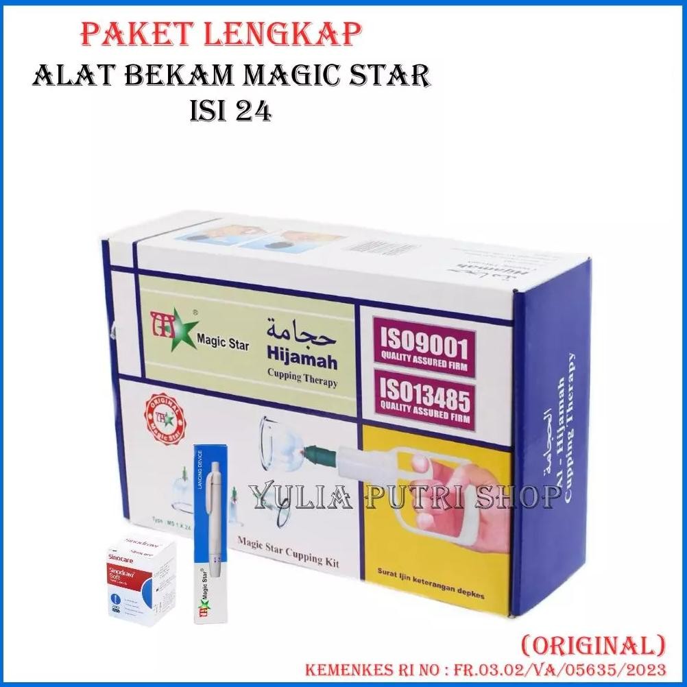 PAKET LENGKAP Alat Bekam Magic Star 24 Pen Bekam Magicstar Jarum Sinocare 1 Box Kop Angin