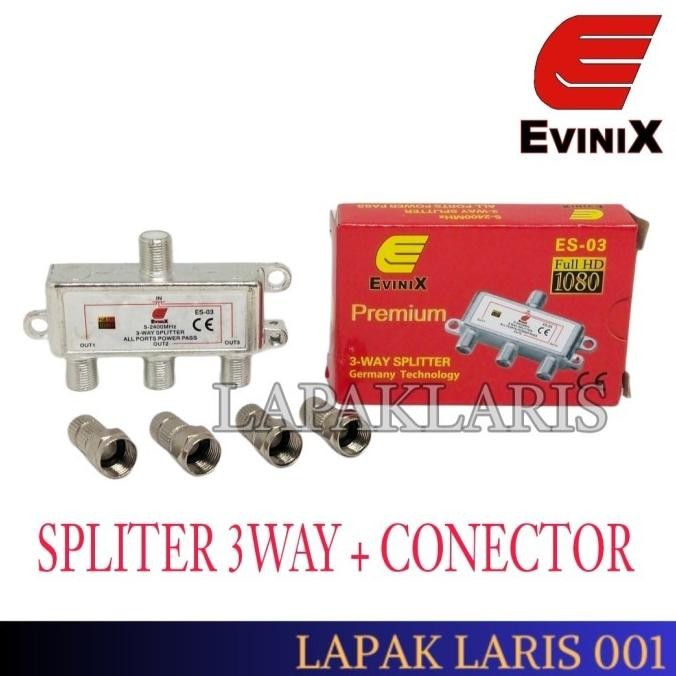 SPLITER TV 3 WAY EVINIX + CONECTOR