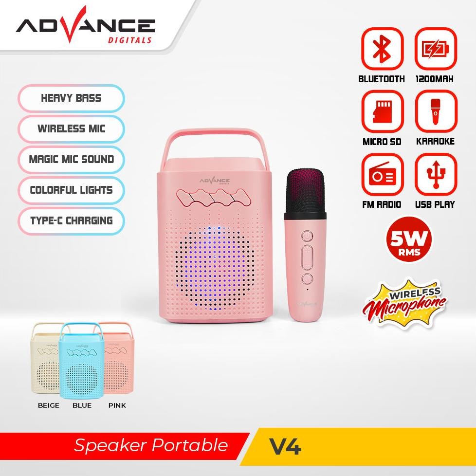 Bisa dikirim hari iniAdvance Speaker Bluetooth Karaoke Portable Microphone Karaoke Speaker Mic Bluet