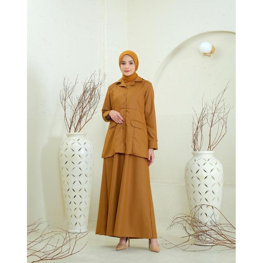 Tersedia Gamis Semi Rok Seragam PNS PDH Pemda ASN Warna Khaki Kheki Bahan Katun Toyobo Premium  Dani