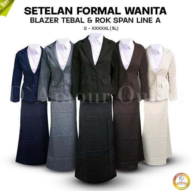 Tersedia Setelan Jas Blazer Rok Span Panjang Wanita Stelan Jas Kerja Kantor Cewe Polos Dewasa Anak J