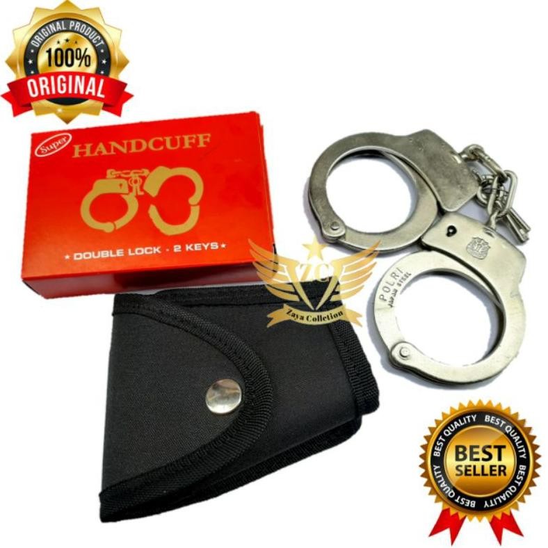 Borgol Tangan | Handcuff | Borgol security | Borgol polisi | Borgol plus sarung AST