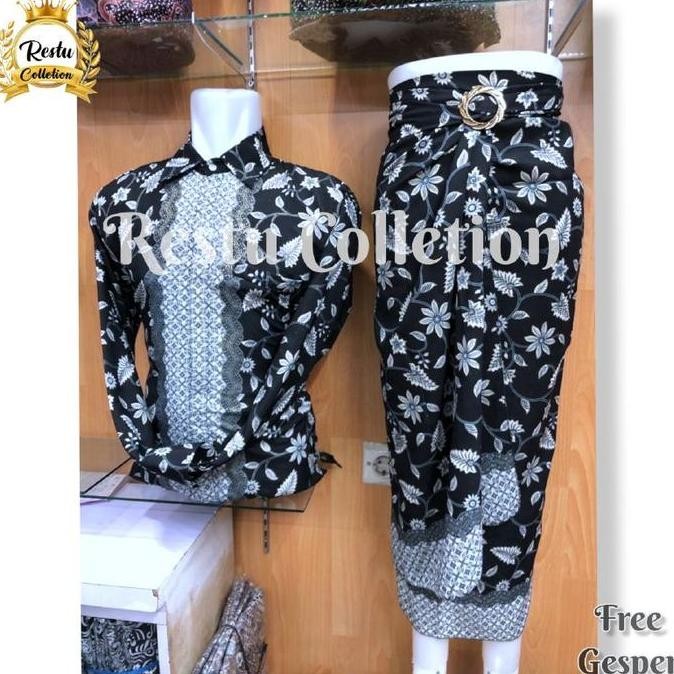 Tersedia Stelan Couple Kemeja Pria Dan Rok Lilit Batik Wanita Motif Lili Silver Cocok Untuk Acara Ni