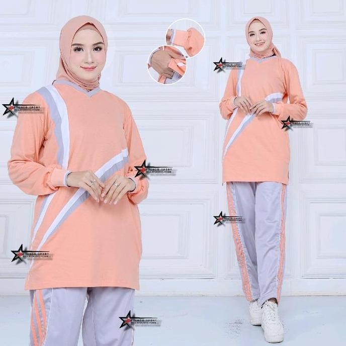 Tersedia Setelan Baju Olahraga Muslimah / Setelan Kaos Olahraga Wanita / Setelan Senam Tunik Muslima
