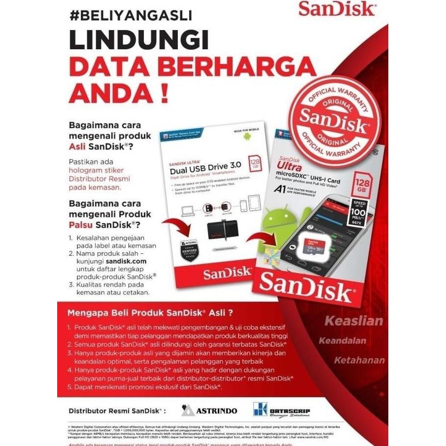 Sandisk Microsd Class10 32Gb 120Mbps (Non Adaptor) Sdsqua4 32 Gb 32G New Stok