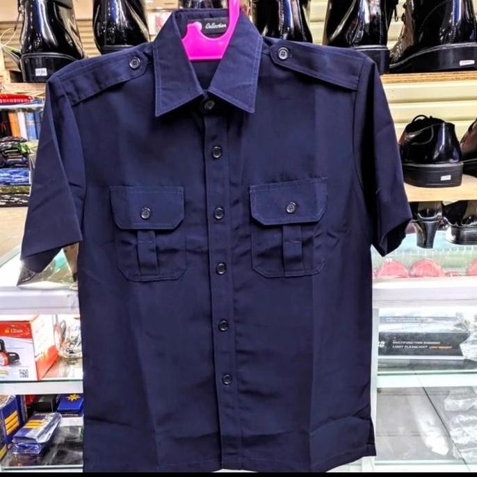 Tersedia baju setelan safari dongker seragam PNS pdh guru kantor pria pendek