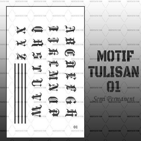 BERTATO-Stiker tato temporer semi permanen tahan lama anti air Kode tulisan-01 / Tato bentuk stiker 