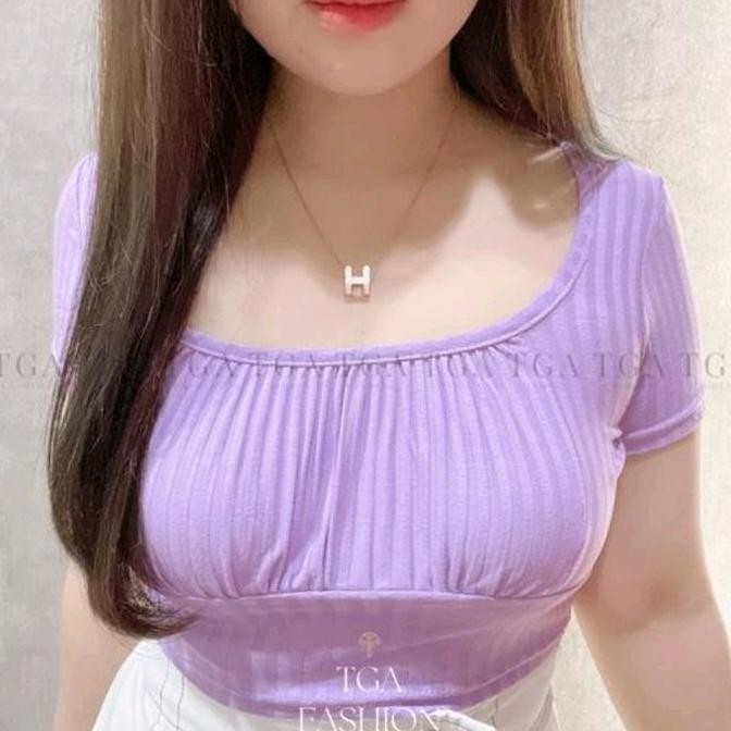 (Expert) Baju Crop Top Kerut Dada | Atasan Wanita Korean Fashion | TGA Fashion Grosir