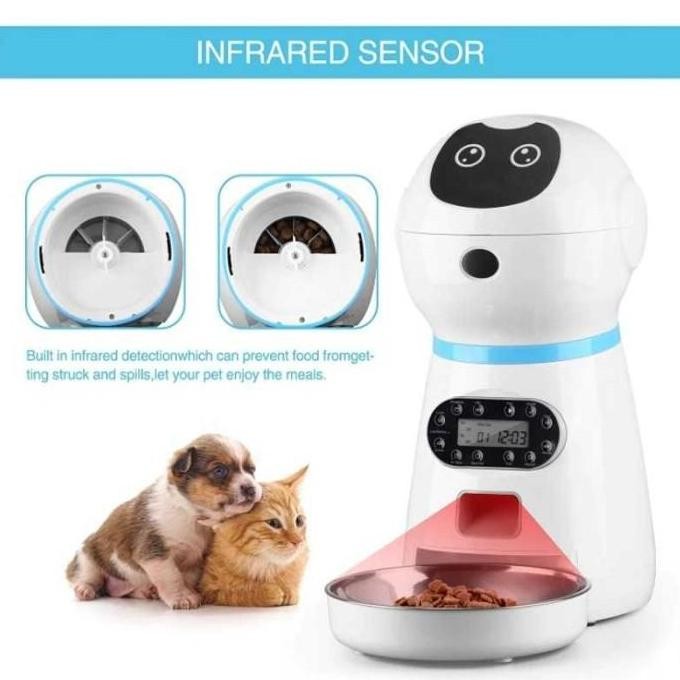 Robot Mesin Pemberi Makan Hewan Kucing Anjing Dispenser Waktu Otomatis Auto Co