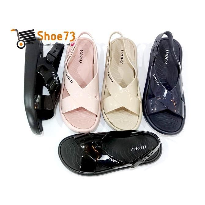 Tersedia LUOFU E 7212 - BRSLTL4W SIZE 36-40 | Sandal Selop Tali Silang Jelly Wanita | Sendal Gunung 