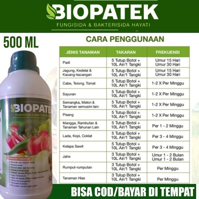 fresh 500ml BIOPATEK Obat Bercak Daun dan Busuk Buah, Busuk akar dan Batang, Patek/antraknosa, Layu 
