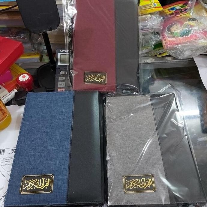 

new cover al quran a5 resleting denim oscar