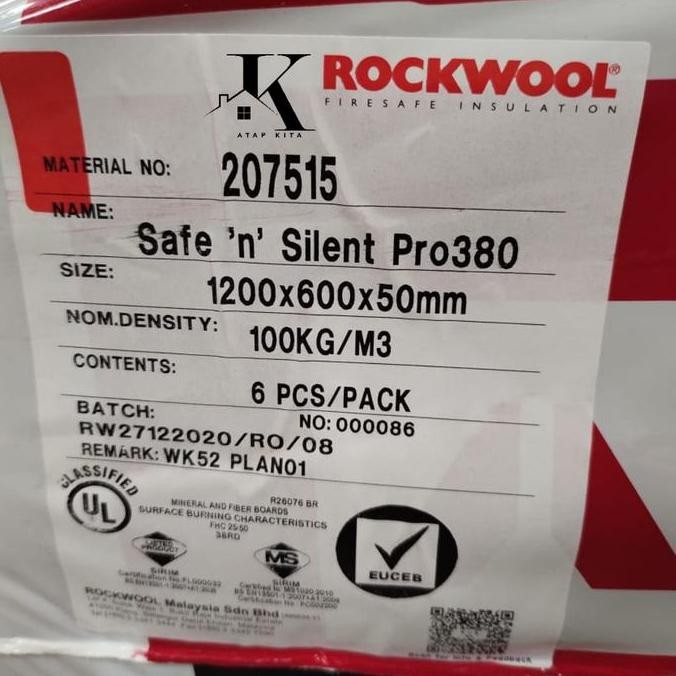 ready Rockwool D100 5cm / Rockwool / Busa Peredam / Glasswol / Peredam Ruang