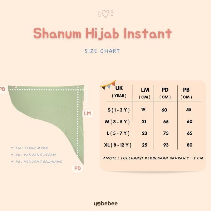 Tersedia Yobebee Shanum Hijab Instant Bayi dan Anak Usia 1 3 5 7 Tahun Kids Aksesoris Kerudung Cotto